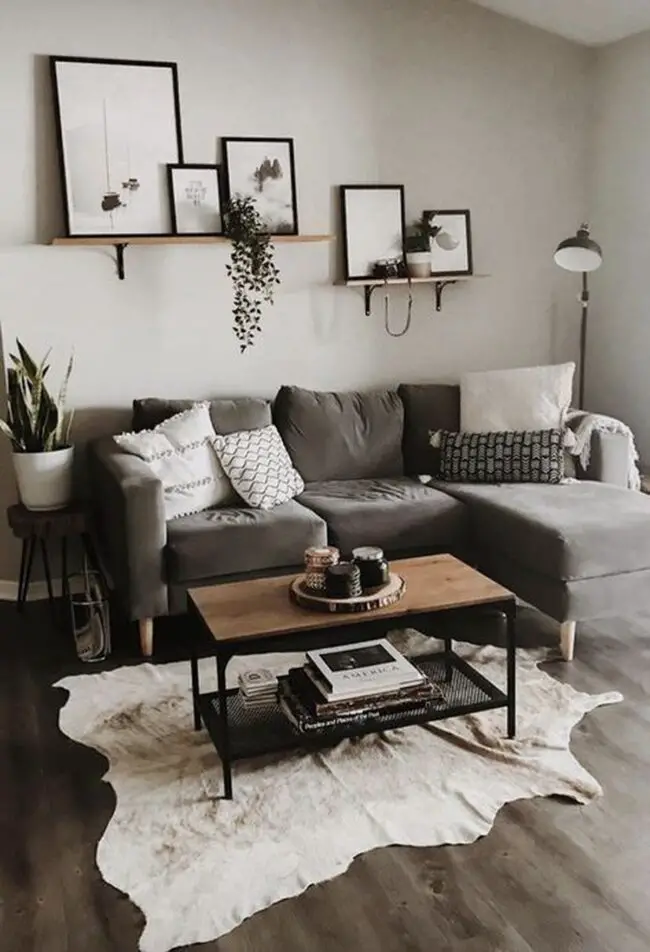 Scandinavian Grey Living Room with Minimalist Touch