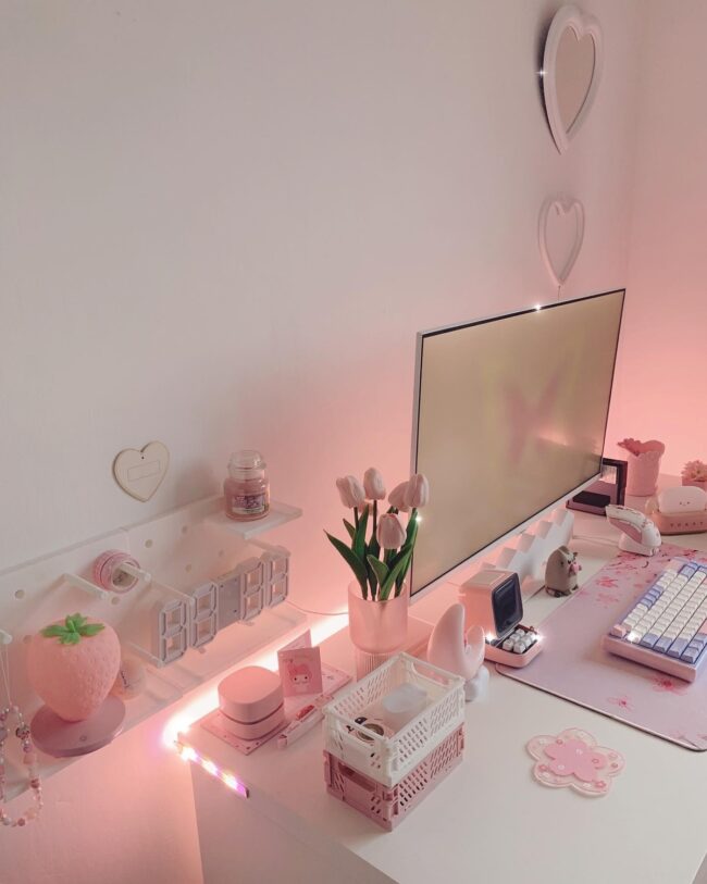 Charming Pastel Pink Workspace Retreat