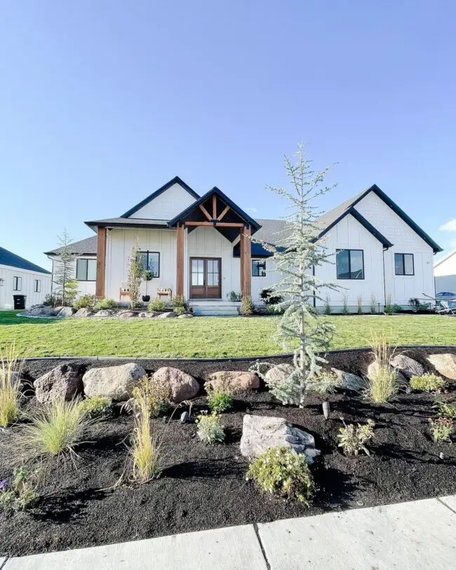 Rustic One-Story Farmhouse with Wood Accents