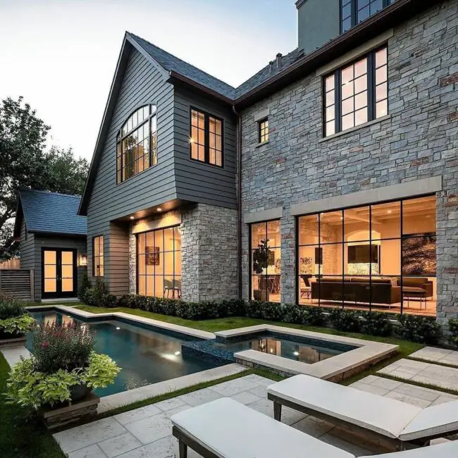 Stone and Black Siding for Luxe Feel