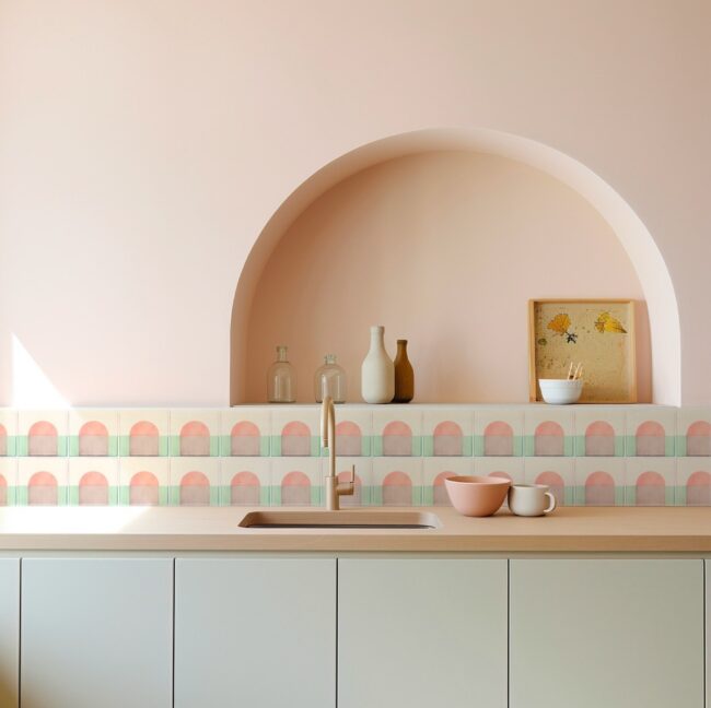 Curved Architecture with Pastel Hues