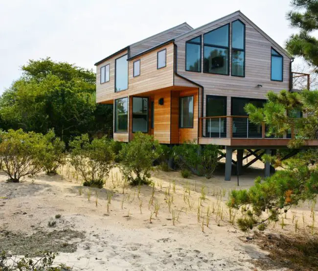 Sleek Wood and Glass Beach House