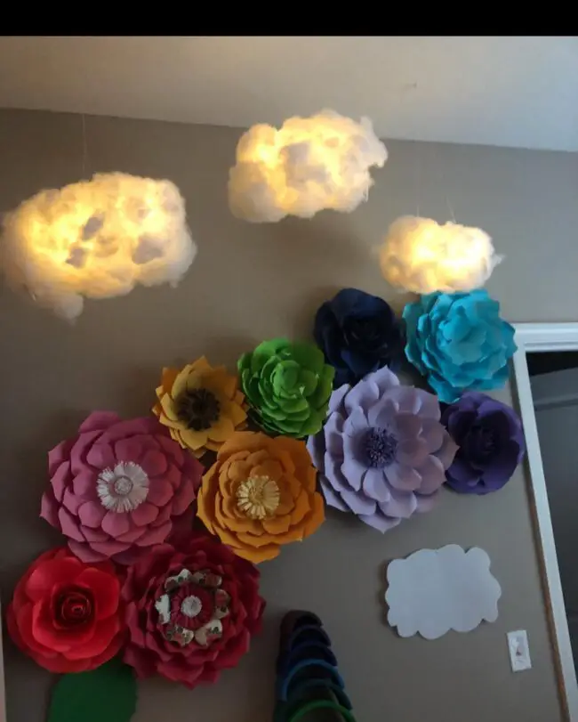 Colorful Floral Wall with Cloud Accents