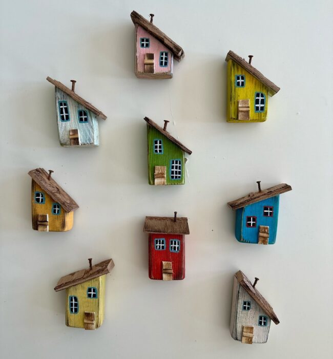 Driftwood House Sculptures for Whimsical Wall Art