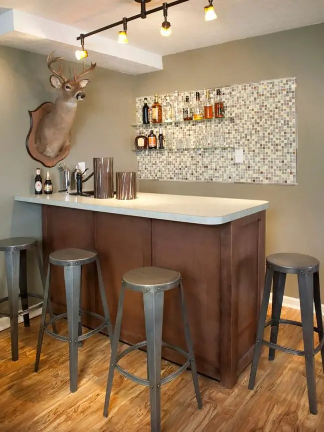 Charming Basement Bar with Rustic Flair