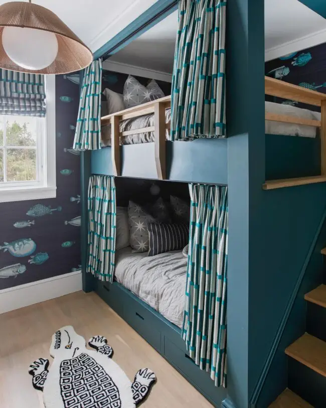 Nautical Loft Bed with Blue Accents