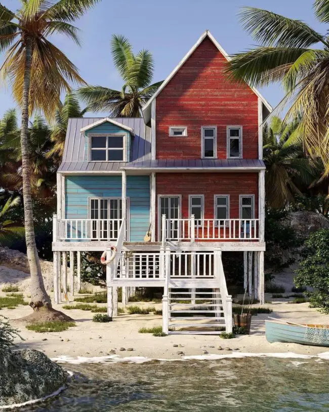 Vibrant Beach Cottage with Rustic Flair