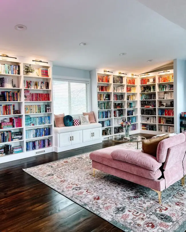 Colorful Home Library Featuring Pastel Touches