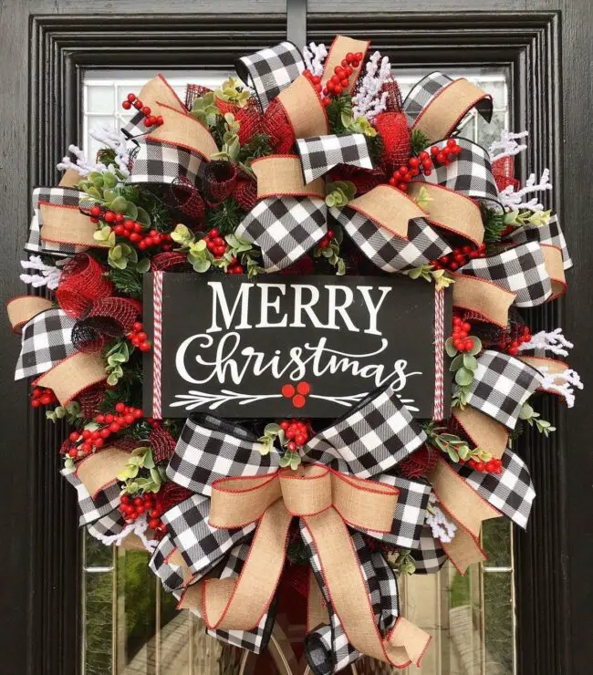 Charming Buffalo Check Wreath for Entry