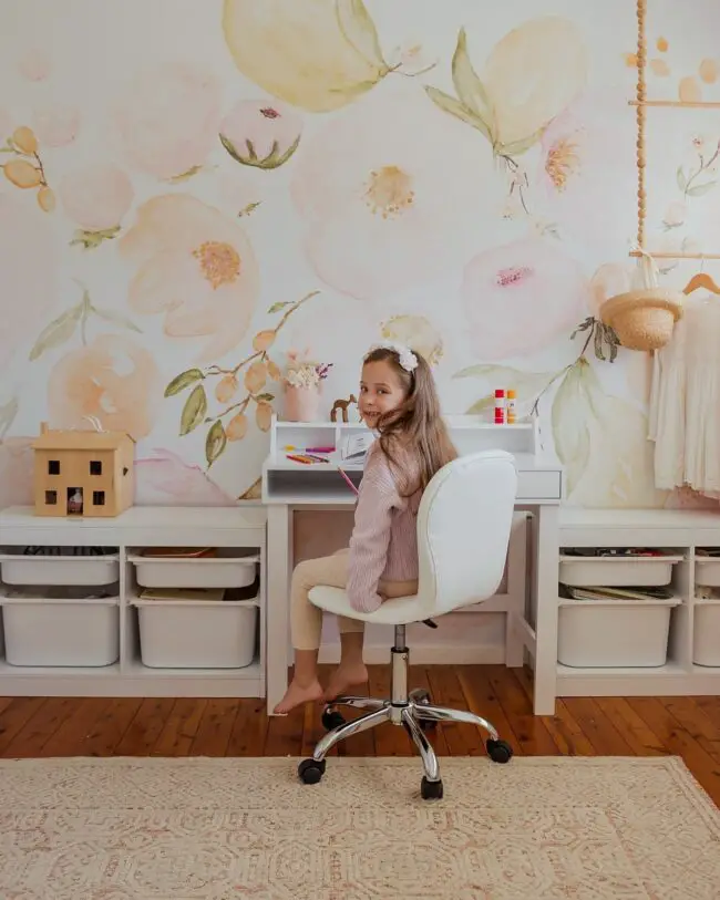 Whimsical Florals in a Study Setting