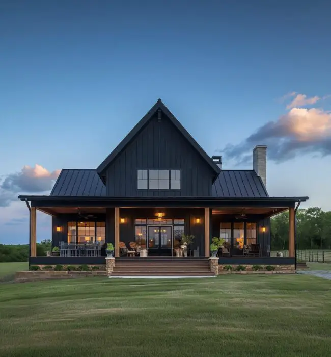 Elegant Barndominium with Classic Porch