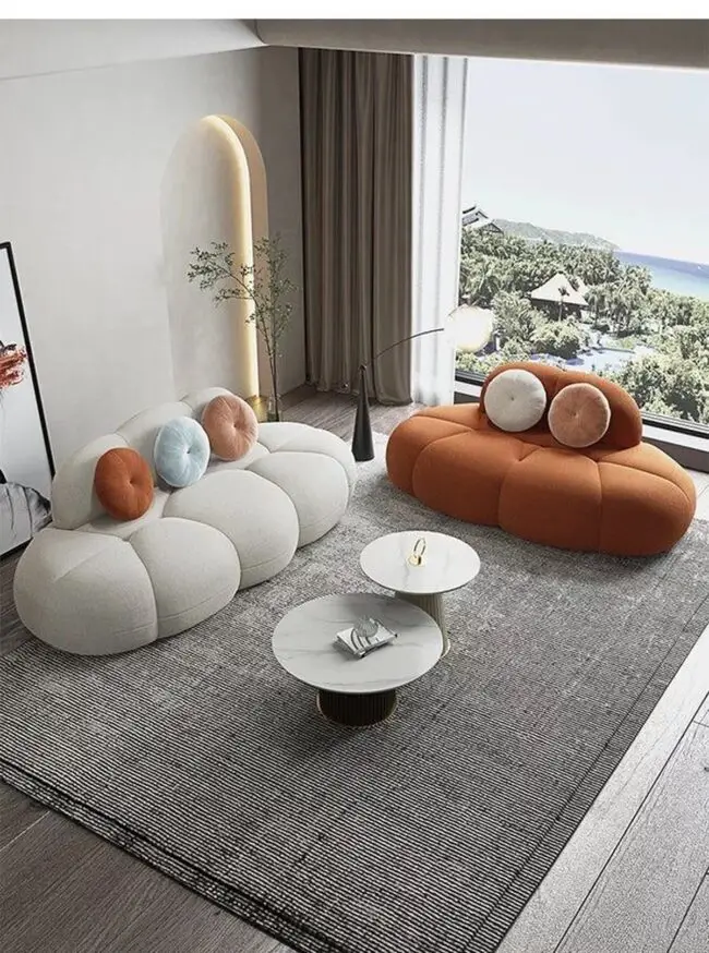 Eclectic Harmony in a Playful Sofa Ensemble