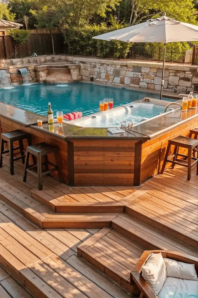 Indulgent Swim-Up Bar Pool Retreat