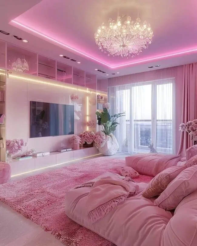 Chic Pink Living Room Design Ideas