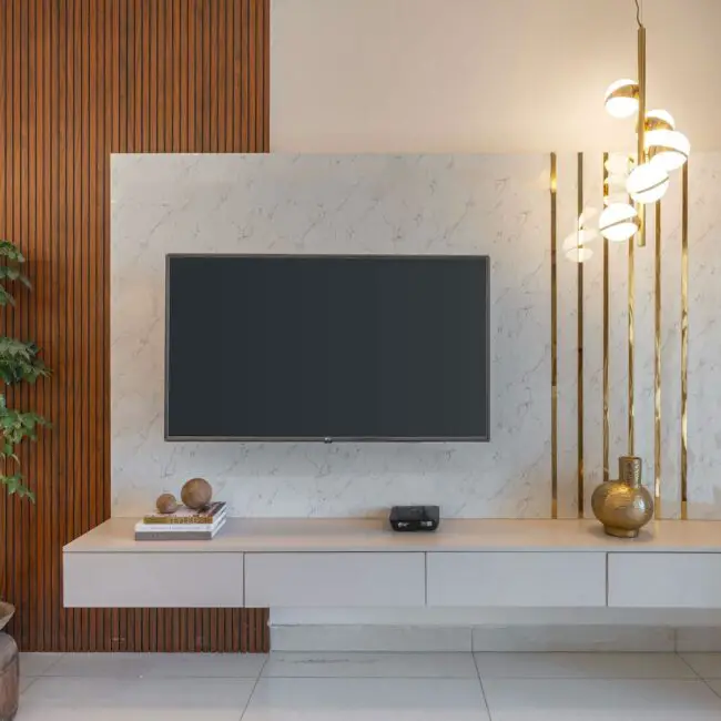 Minimalist Wood Paneling with TV