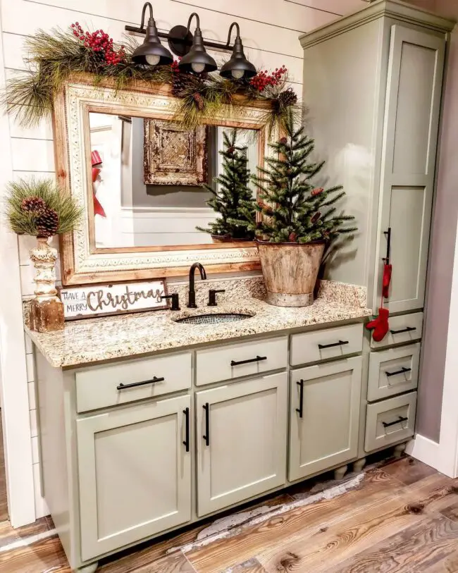 Charming Rustic Christmas Sink Decor