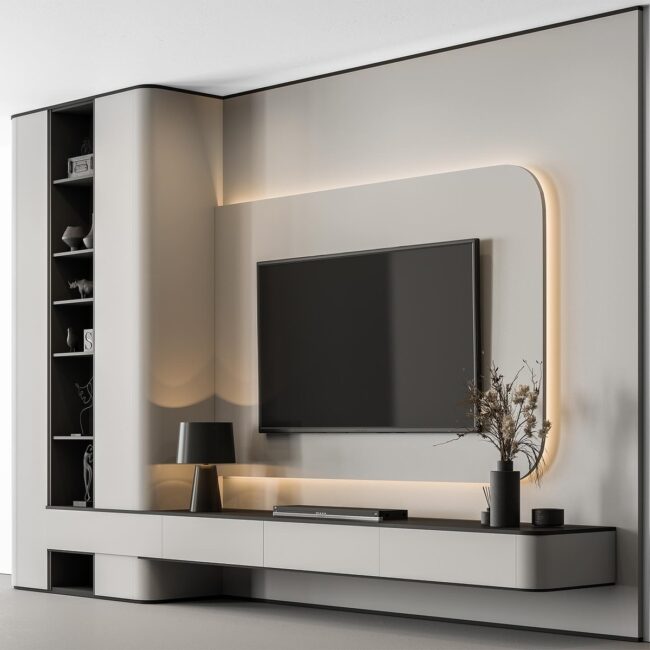 Futuristic and Sleek TV Wall Design