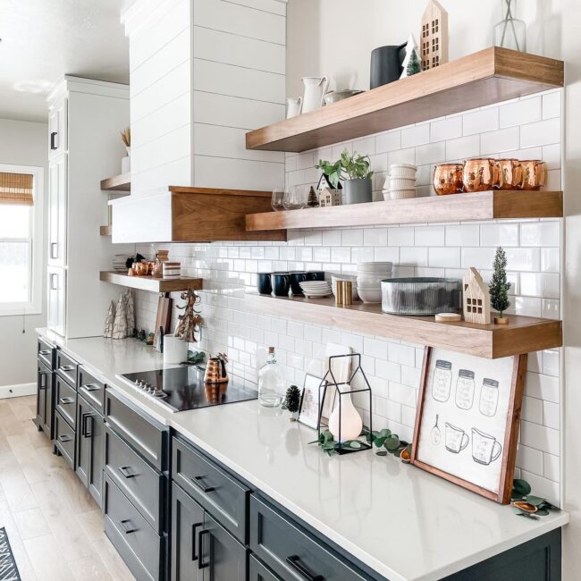 Sleek Open Shelving & Cabinets