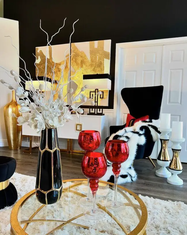 Sophisticated Black and Gold Holiday Accents