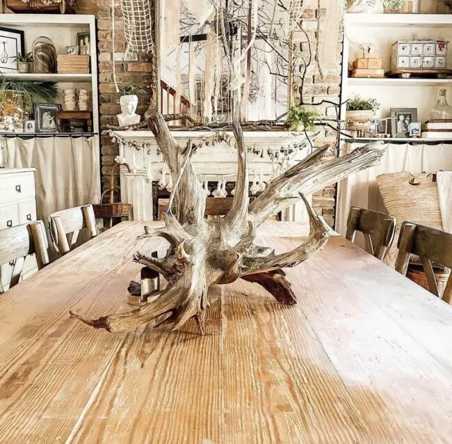 Driftwood Centerpiece Exuding Rustic Appeal