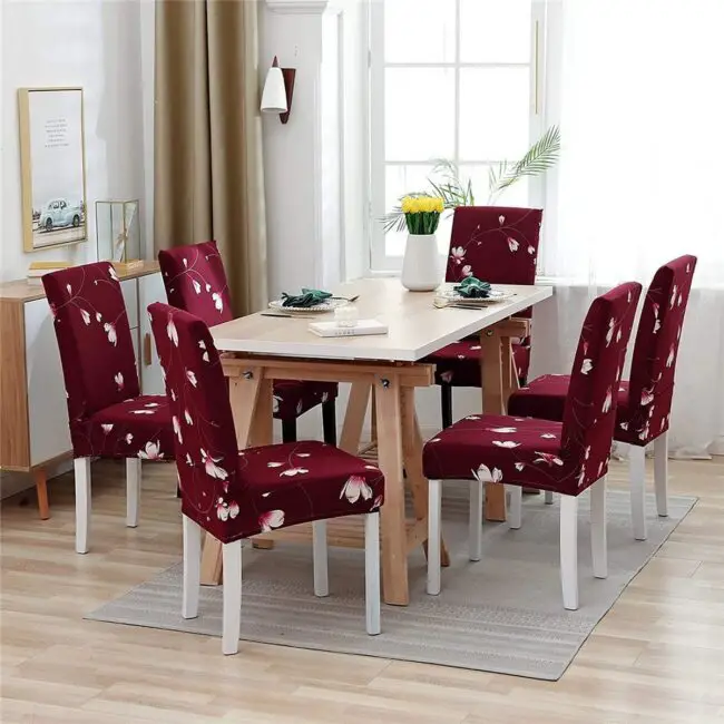 Romantic Touch in the Dining Room with Burgundy Blossoms