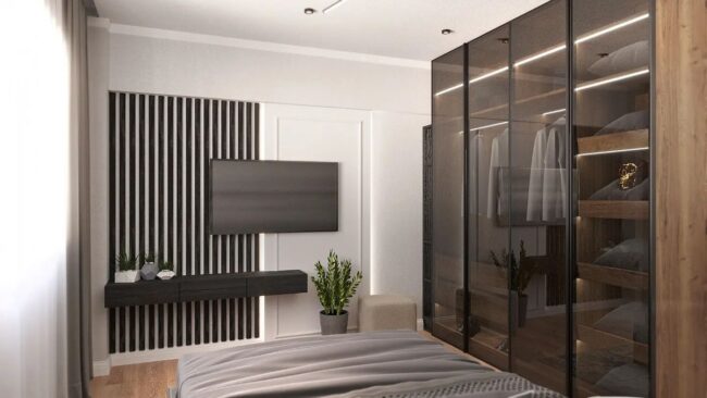 Striped Minimalist Paneling in Bedroom