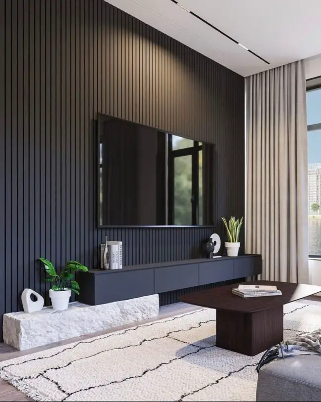 Modern Black Vertical Slats