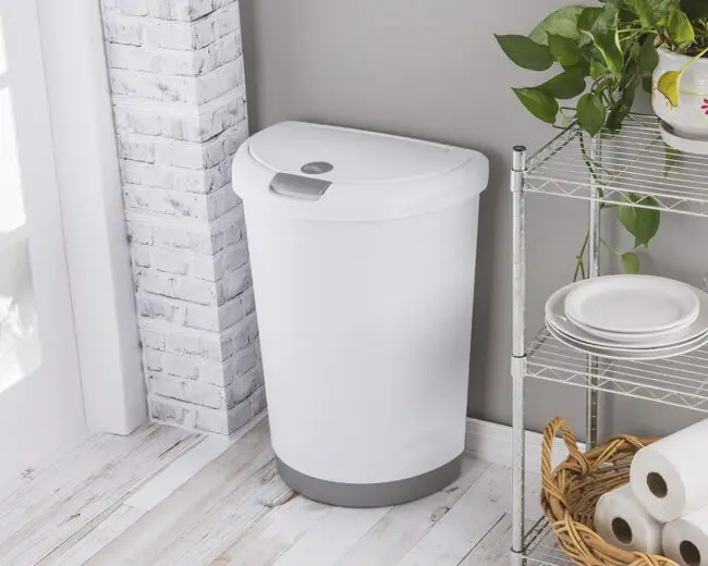 Slim White Trash Can for Small Spaces