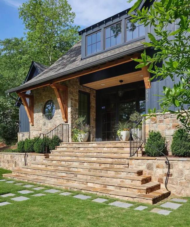 Black, Cedar, and Stone Exterior