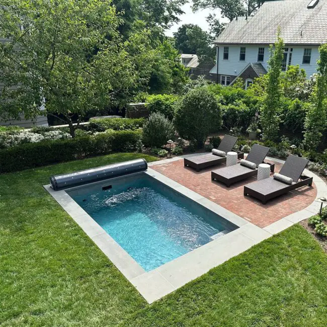 Stylish Brick Pool Patio with Cover