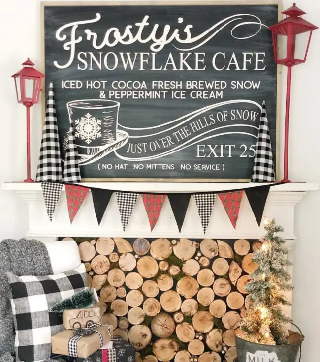 Frosty Snowflake Cafe Festive Mantel