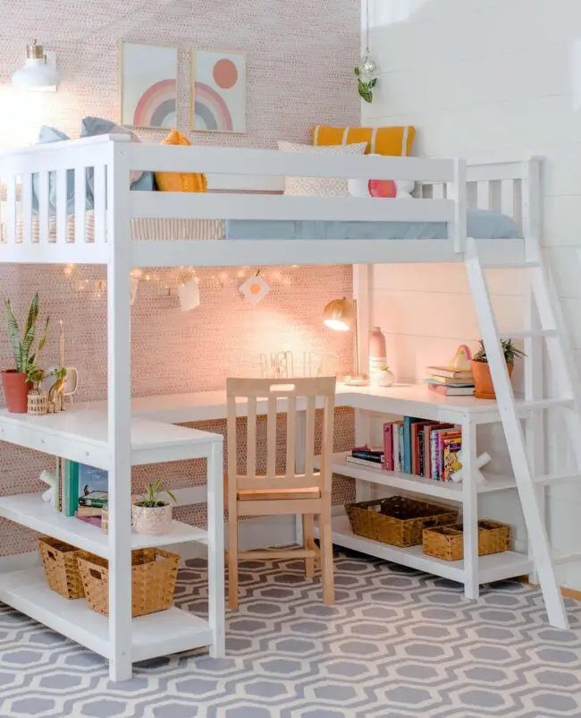 Loft Bed with Study Area and Bright Vibes