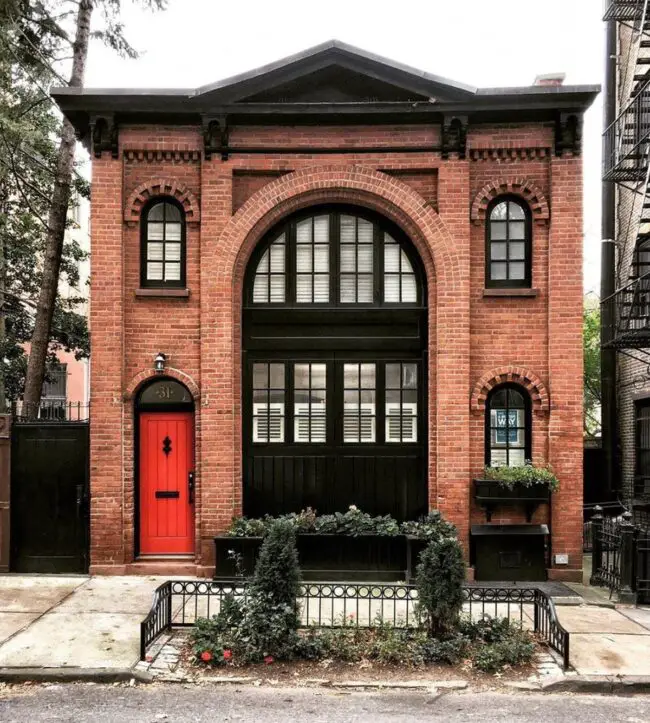 Bold Black Accents with Red Brick