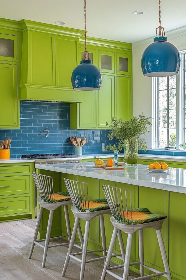 Dynamic Kitchen with Bold Colors