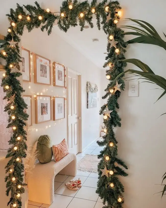 Twinkling Lights Adorning Contemporary Corridor