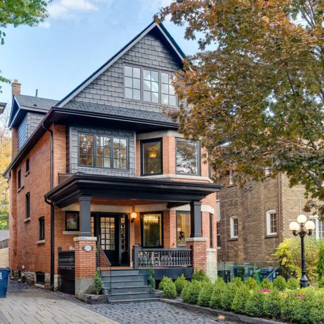 Classic Brick Home with Dark Accents