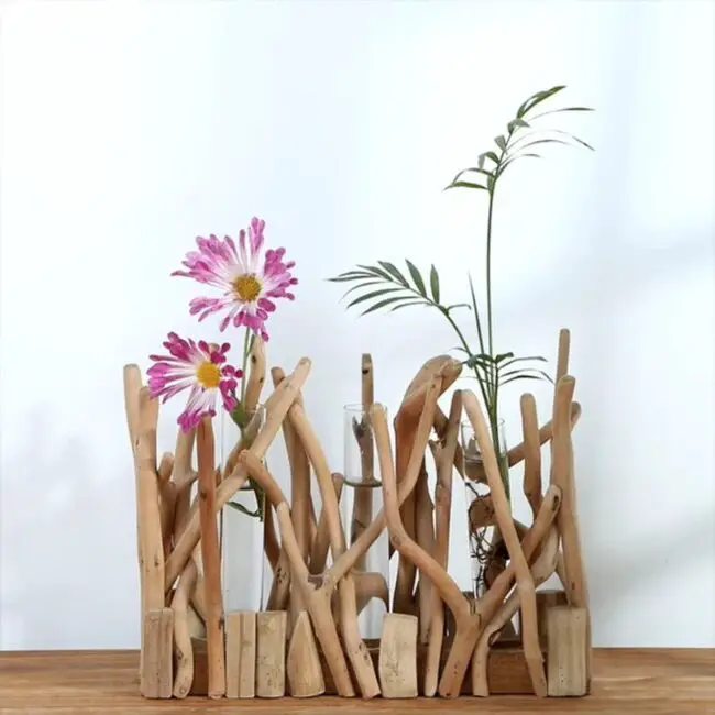 Driftwood Vase Holder with an Organic Display