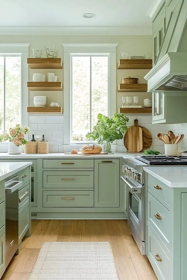 Fresh Spring Kitchen in Green Tones