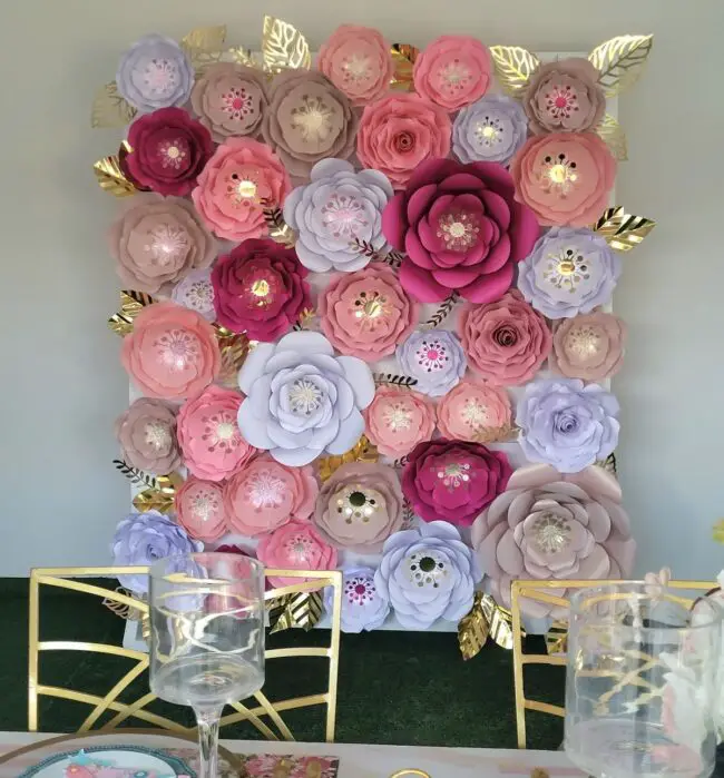 Pastel Floral Mural with Golden Touches