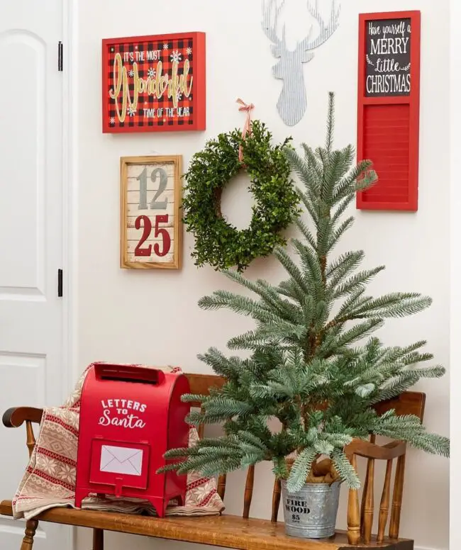 Cheerful Holiday Entryway Art Display