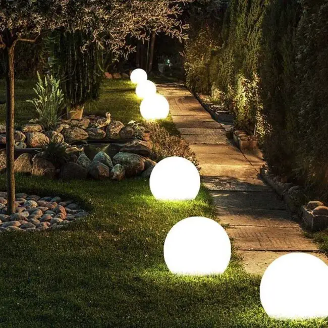 Glowing Orbs in a Dreamlike Garden