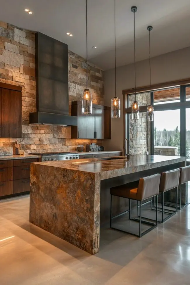 Kitchen Featuring Stone Elements