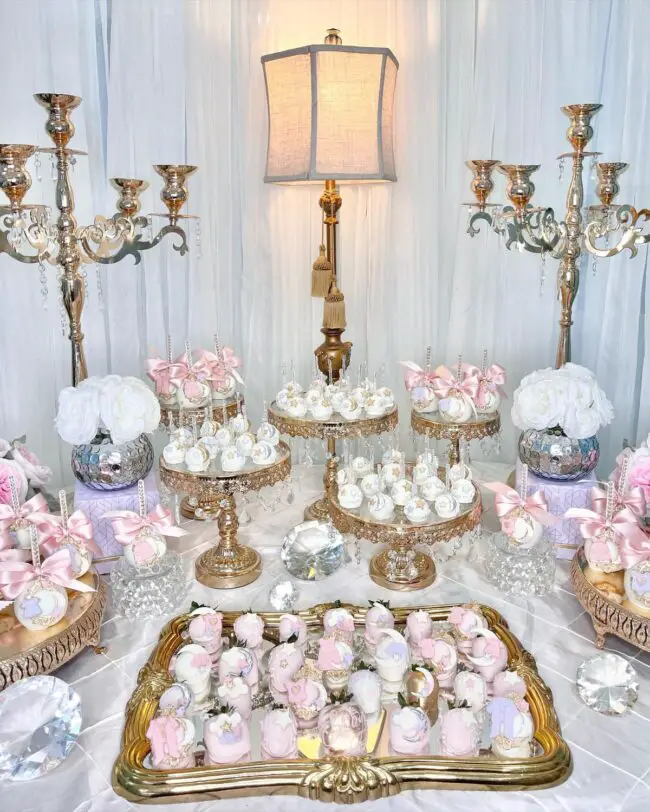 Charming Vintage Dessert Display with Crystal Accents