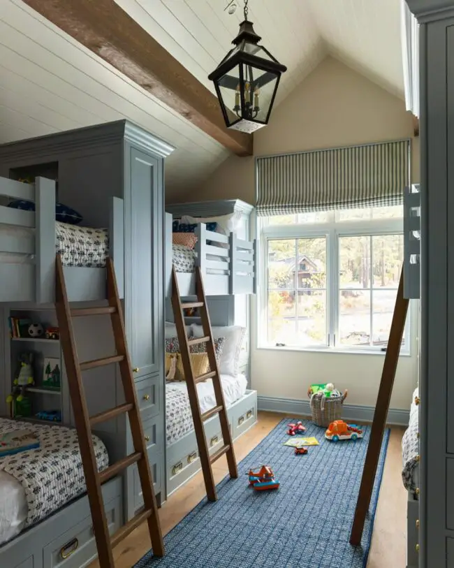 Twin Loft Beds with Ladder and Drawers