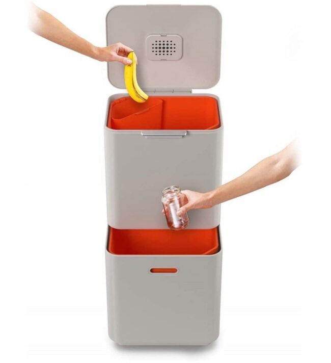 Dual-Compartment Stackable Trash Bin