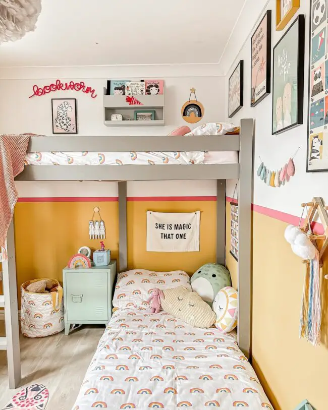 Rainbow Loft Bed with Lower Bunk