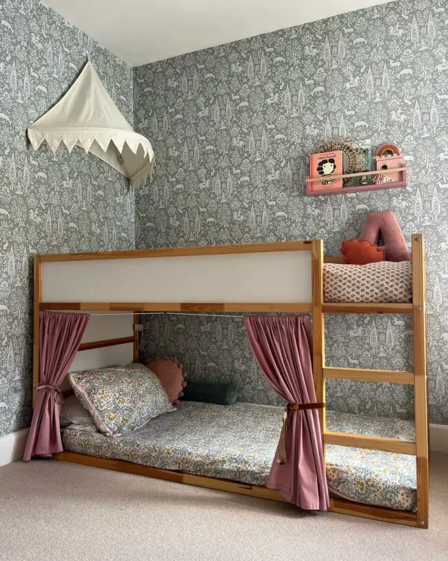 Loft Bed with Canopy and Curtains