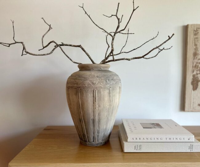 Rustic vase with branches