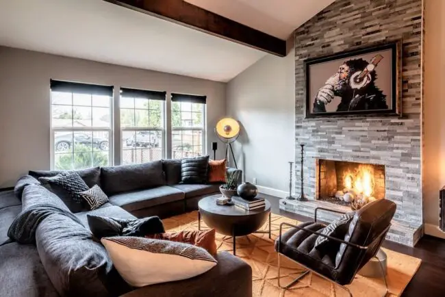 Inviting Living Room Centered Around Fireplace