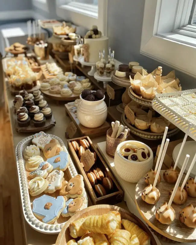 Teddy Bear Inspired Neutral Dessert Display